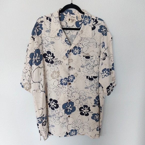 Vintage Silk Circa 1969 Men's 60's Inspired Hawaiian Floral Print Shirt - Picture 1 of 8